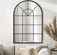 AULESET ARCHED WINDOW METAL MIRROR BLACK 28X42IN