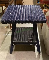 Wicker style side table with lower shelf