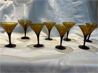 Vintage 1970s Amber Martini glasses Set of 9