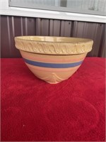 Pink and blue banded cream ware bowl