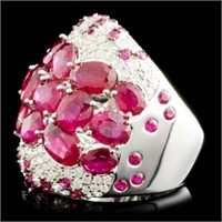 9.38ct Ruby & 0.88ctw Diamond Ring - 18K Gold