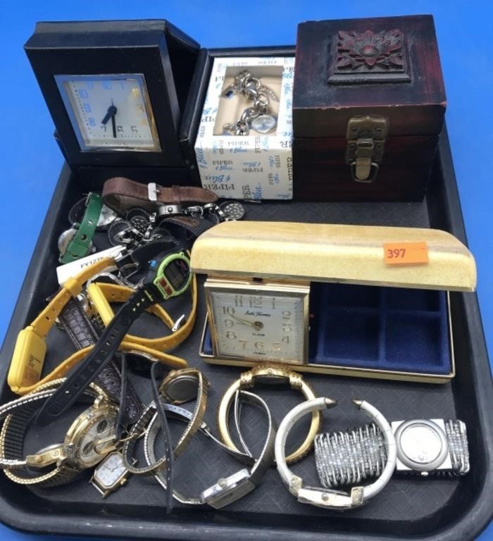 Tray of Used Watches & Other Time Pieces