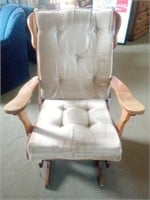 Wooden Rocker/ Glider with Beige/ Gold Colored