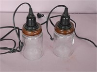 Pair of Small Mason Jar Pendant Lights