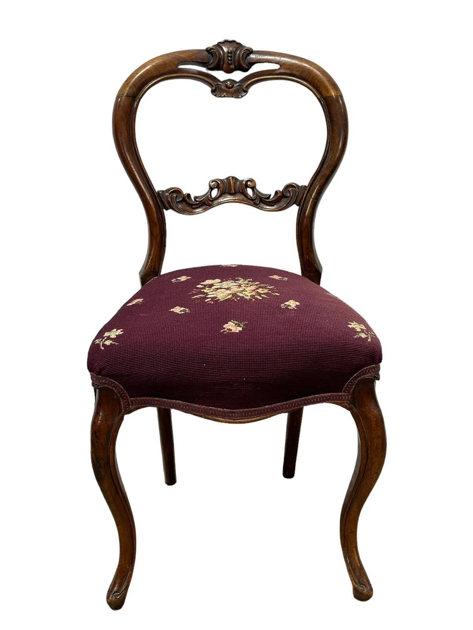 Antique Balloon Back Embordered Chair
