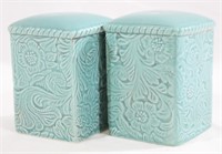 Turquoise Floral Salt & Pepper Shakers