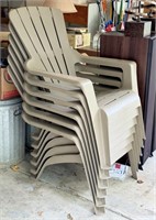 Six Plastic Outdoor Chairs