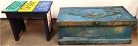Antique Tool Chest & License Plate Stool