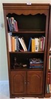 MAHOGANY BOOK CASE WITH DOORS AND CONTENTS