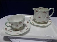 SHELLEY "ROSEBUD" CREAMER, CUP AND SAUCER