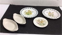 Three Signed Milk Glass Plates & More M8C