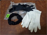Vintage gloves, veiled headband