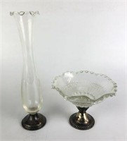 Glass Candy Dish & Vase with Weighted Sterling