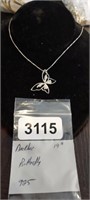 STERLING SILVER NECKLACE WITH BUTTERFLY PENDANT 19