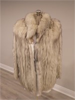 Silver Fox Fur Coat Size Large