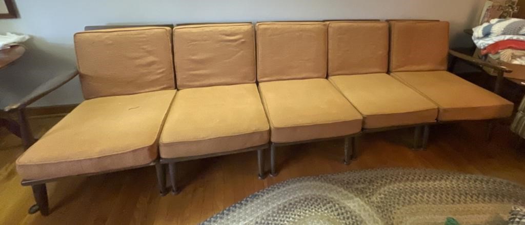 MID- CENTURY 5 SECTION WOOD FRAMED SOFA