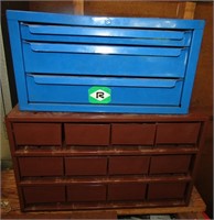 2 Storage Boxes 19" T Height blue Box is Empty