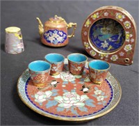 Cloisonne miniature tea set with box
