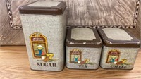 3 PIECE   TIN CANISTER SET