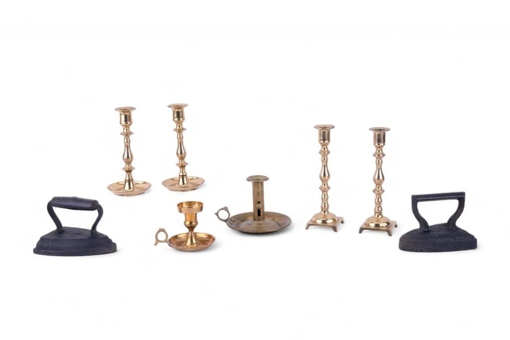 Antique & Vintage Candlesticks & Sad Irons