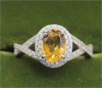 Sterling Silver Oval Cut Citrine Ring 
Lab Grown