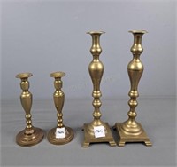 2 Pairs Of Brass Candle Sticks