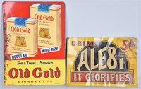 ALE 81 & OLD GOLD CIGARETTES TIN SIGNS