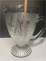 Jeannette Glass Iris-Clear Floral PItcher
