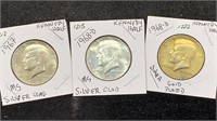 UNC 1967 & 1968-D, Gold-plated 40% Silver Kennedy