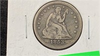 1853 w/ Arrows & Rays Seated Liberty Silver