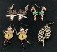 4 Pairs of Christmas Earrings