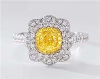 18K Gold Natural Yellow Diamond Ring