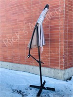 large patio umbrella on metal base