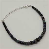 7.5" 925 SILVER DARK OPAL BEADED BRACELET