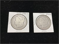 1901 O 1902 90% Silver Morgan Dollars.