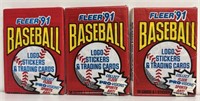 (3) FLEER '91 BASEBALL CARDS SEALED