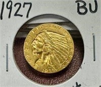 1927 $2.5 GOLD INDIAN HEAD - BU
