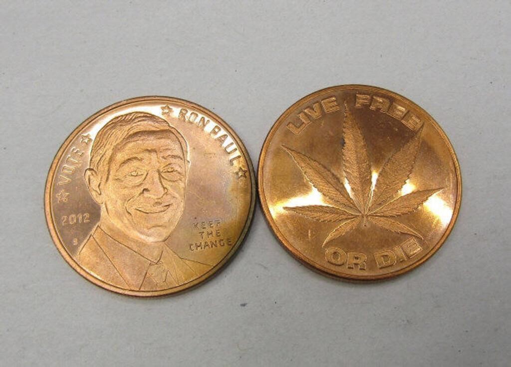 (2) 1 OZ Copper Coins