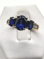 Sterling & Gold Vermeil Fine Blue Sapphire Ring