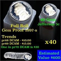 Gem Proof Roll 1997-s Jefferson nickel 5c, 40 piec