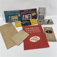 Lot of Vintage Art Supplies & Booklets