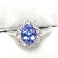 Certified 10K Sapphire(1.22ct) Diamond(0.28Ct,I2-I