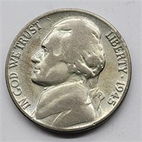 1945 P SILVER JEFFERSON NICKEL HIGH GRADE