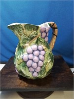 Beautiful ceramic grape theme pitcher 8 inches