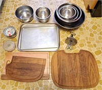 Cutting boards, cookie pans, mixing bowls, etc