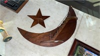 Wooden star and moon wall hanging