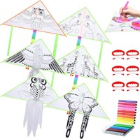 6 Pcs DIY Kite Making Kit with Pens & String