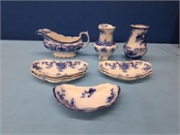 Five Martha Porcelain Dishes, Vases and Gravy