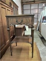 Nice wooden ornate side table 14 / 17 inches w