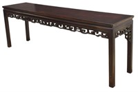 LONG CHINESE CARVED ROSEWOOD ALTAR TABLE